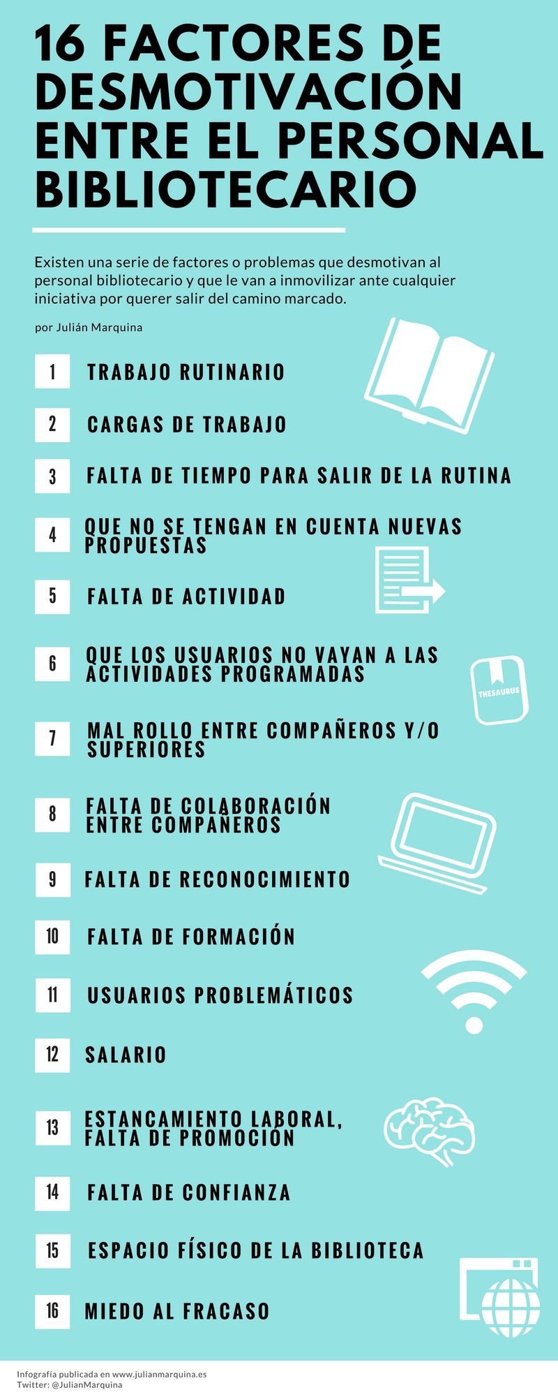 16 factores de desmotivación entre el personal bibliotecario