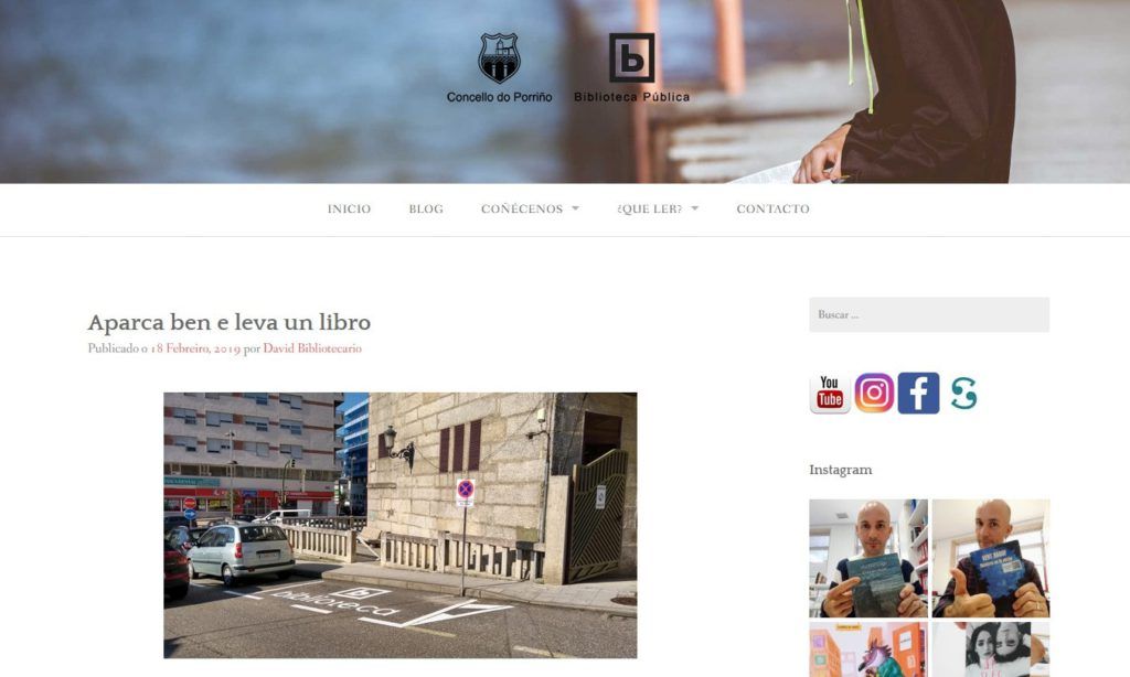 Información del servicio en la página web de la Biblioteca Municipal de O Porriño: Aparca ben e leva un libro