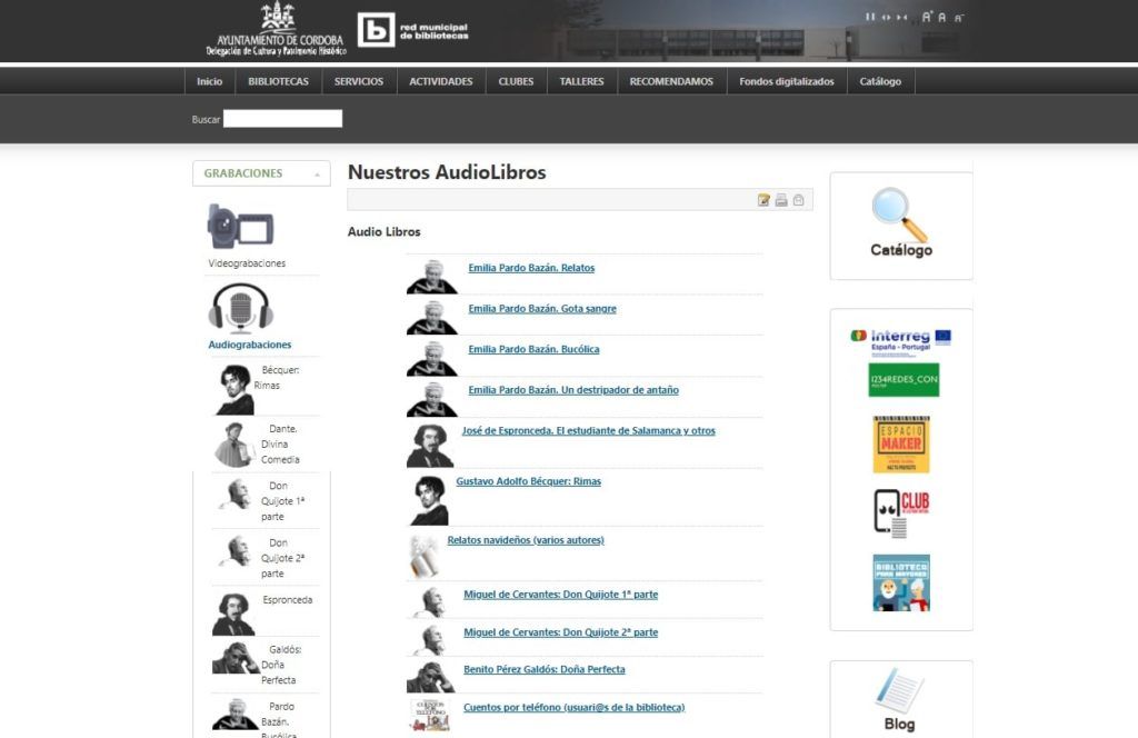 Audiograbaciones de la Red Municipal de Bibliotecas de Córdoba