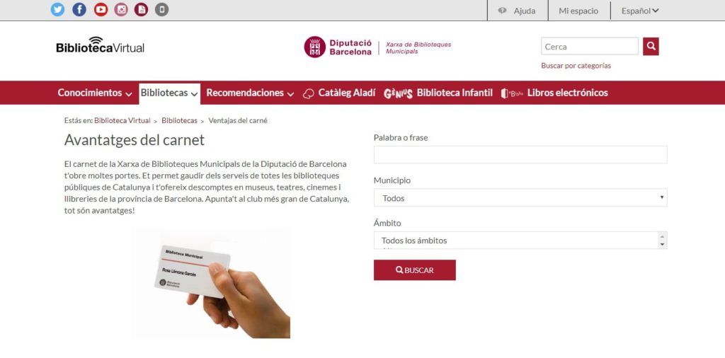 Avantatges del carnet de la Xarxa de Biblioteques Municipals de la Diputació de Barcelona