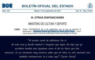 Biblioteca Pública del Estado en Teruel Javier Sierra
