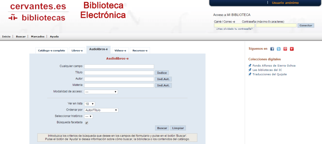 Biblioteca electrónica del Instituto Cervantes Biblioteca electrónica del Instituto Cervantes