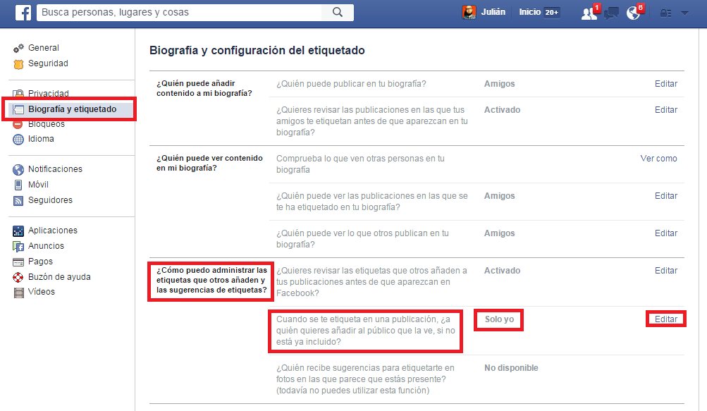 Biografía y configuración de etiquetado Biografía y configuración de etiquetado