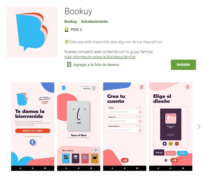 Bookuy aplicación creación libros infantiles Play Store