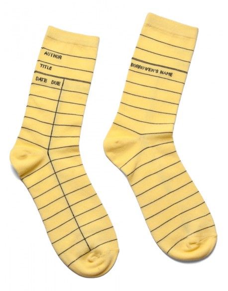 Calcetines diseño tarjeta de devolución de bibliotecas Calcetines diseño tarjeta de devolución de bibliotecas