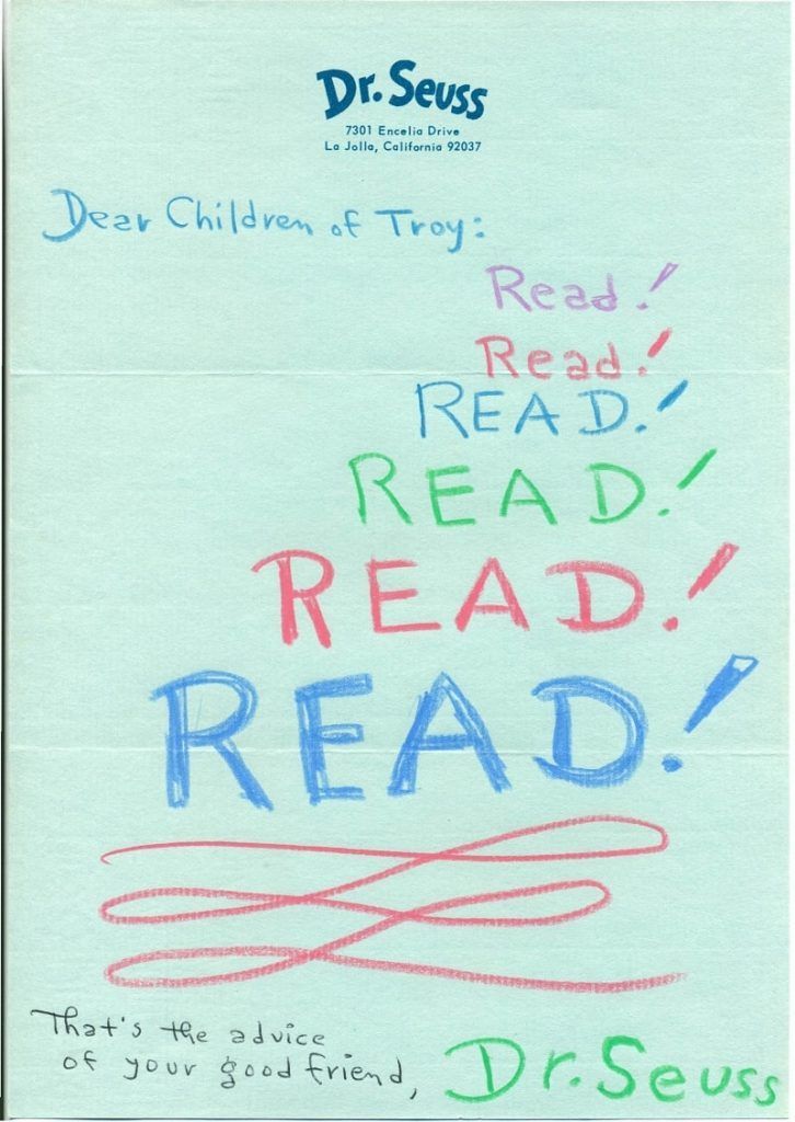 Carta biblioteca Dr Seuss