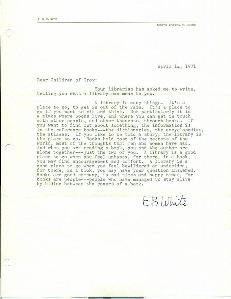 Carta biblioteca EB White