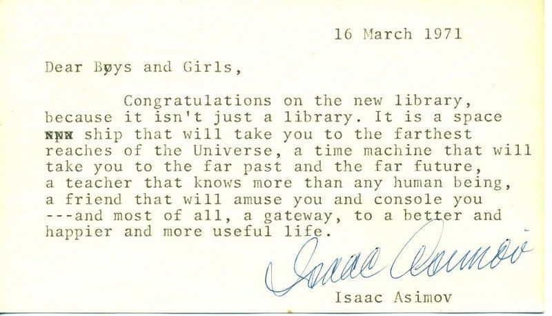 Carta biblioteca Isaac Asimov