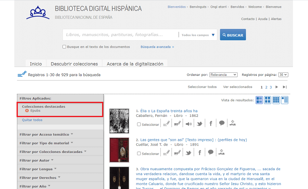 Colección ePub Biblioteca Digital Hispánica Biblioteca Nacional España