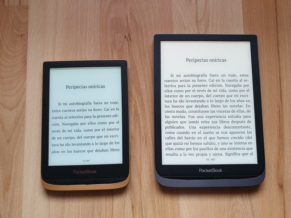 Comparación tamaño PocketBook Touch HD 3 vs PocketBook InkPad 3 Pro