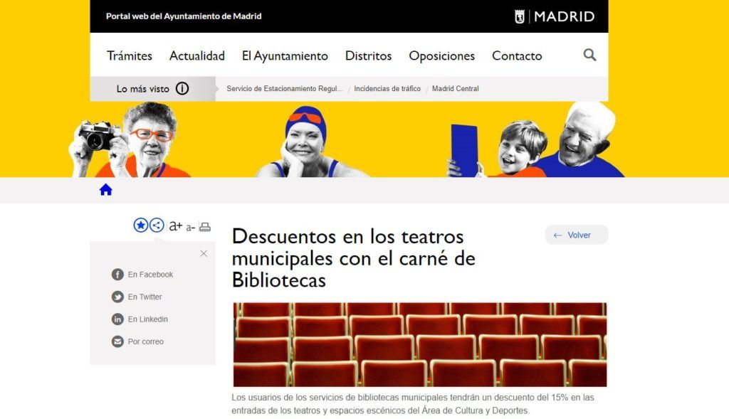 Descuentos en los teatros municipales con el carné de Bibliotecas