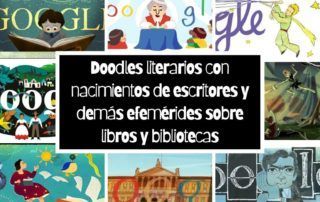 Doodles literarios con nacimientos de escritores y demás efemérides sobre libros y bibliotecas