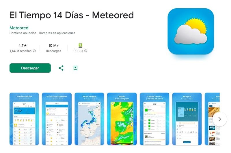 El Tiempo 14 Días - Meteored - Aplicación para ver el tiempo