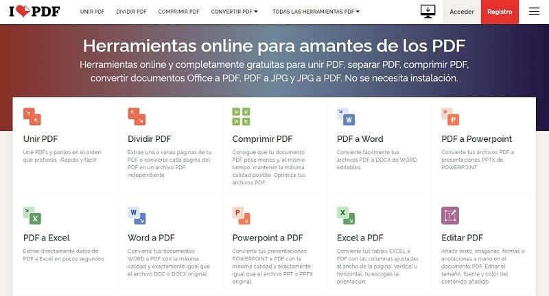ILovePDF herramienta PDF