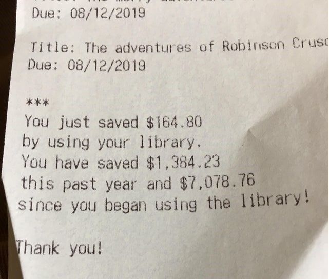 Just noticed that my library keeps track of how much you save by not buying books and borrowing instead