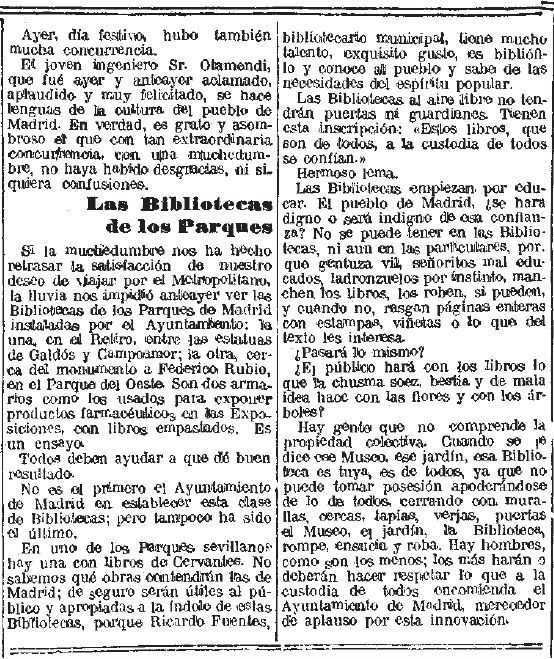 Las Bibliotecas de los parques