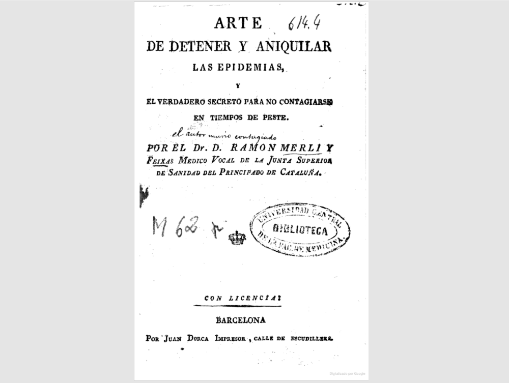 Libro Arte de detener y aniquilar las epidemias