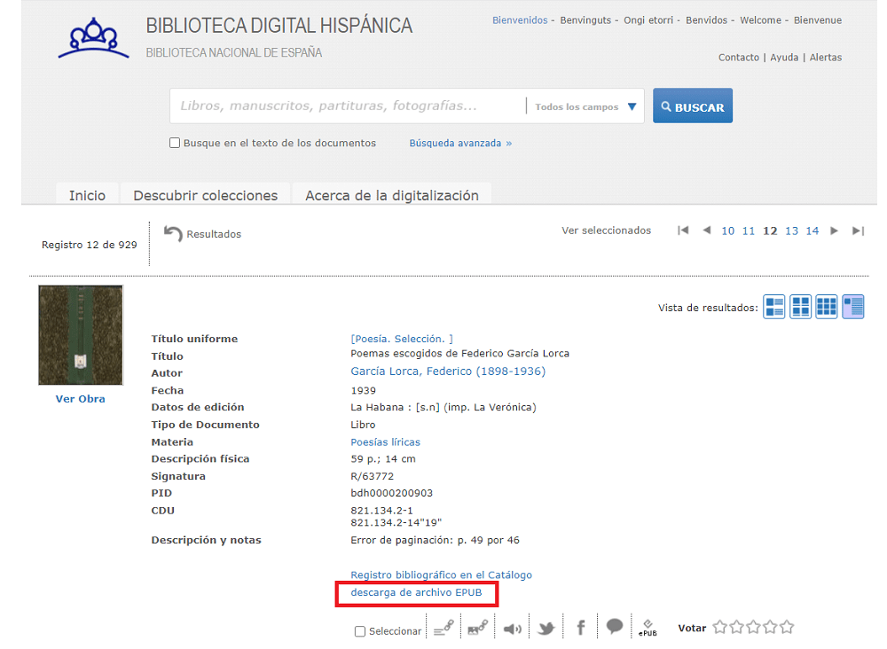 Libro formato ePub descarga Biblioteca Nacional de España