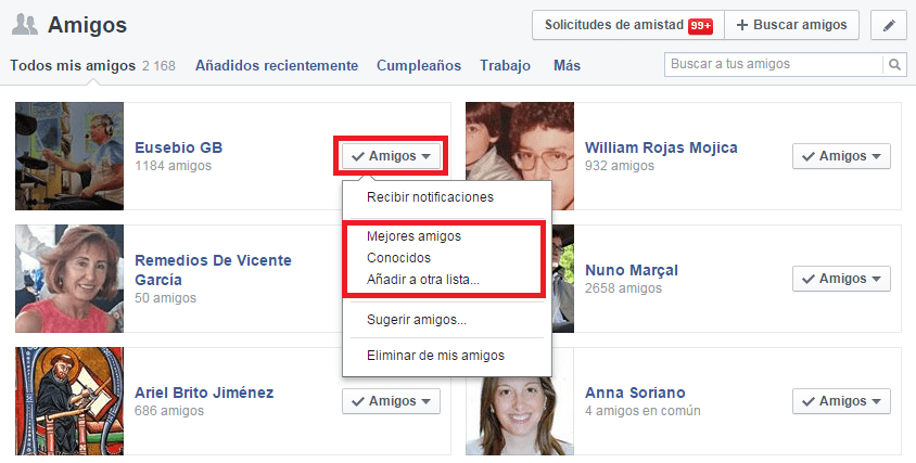 Listas de amigos en Facebook Listas de amigos en Facebook