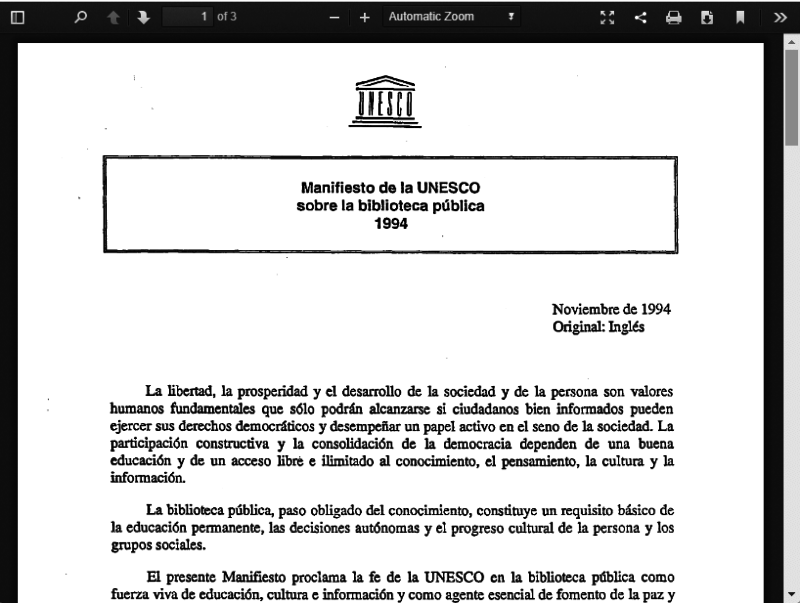 Manifiesto UNESCO biblioteca pública 1994
