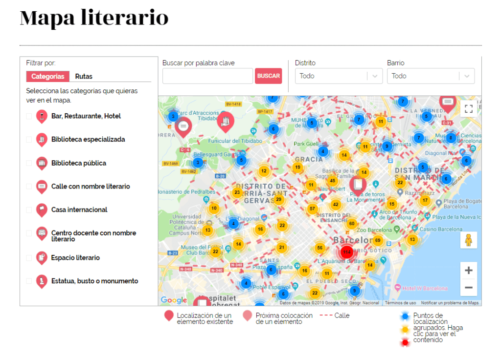 Mapa literario de Barcelona