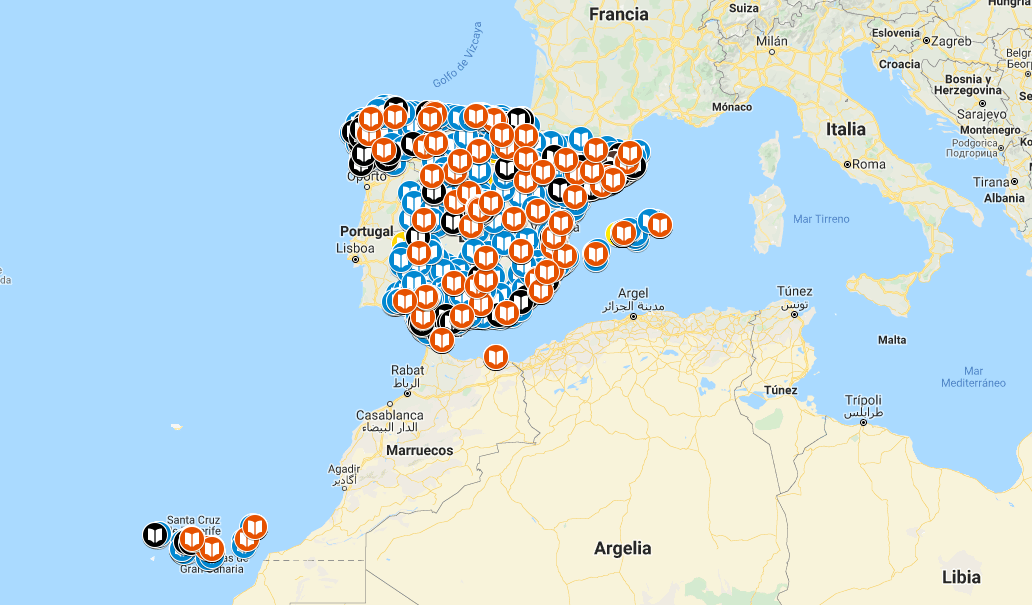 Mapas de librerías en España