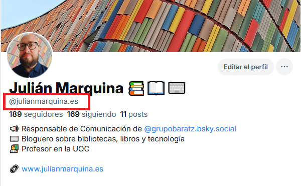 Nombre perfil en Blusky