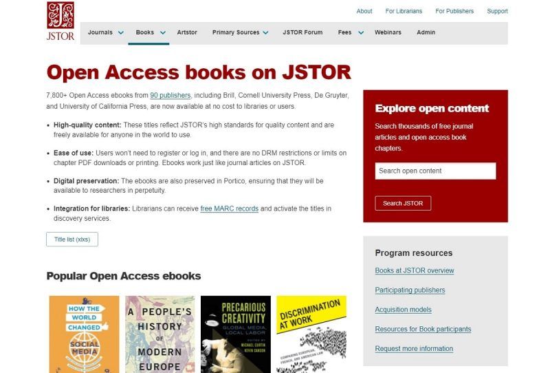 Open Access books on JSTOR