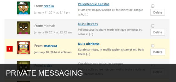 Private messaging Private messaging