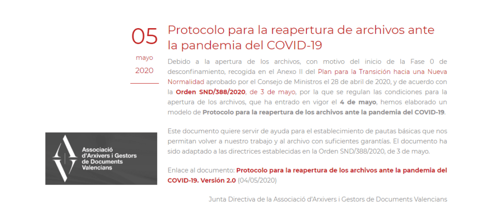 Protocolo reapertura archivos AAV