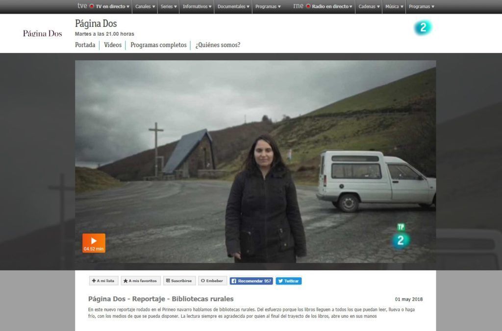 Reportaje en programa de televisión Página Dos