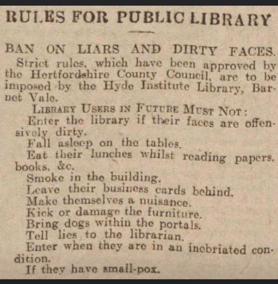 Rules for public library 1930