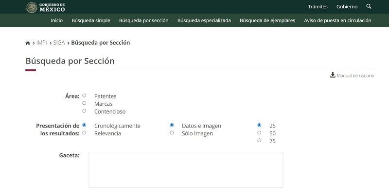 SIGA - Sistema de Información de la Gaceta de la Propiedad Industrial