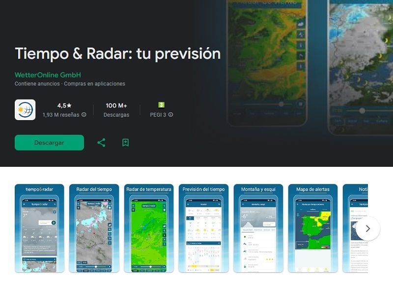 Tiempo & Radar tu previsión - Aplicación para ver el tiempo