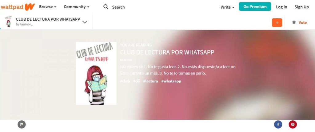 Wattpad. Club de lectura por WhatsApp