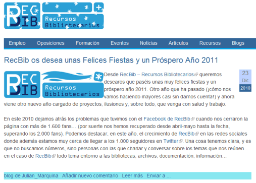 Felicitación RecBib Felicitación RecBib